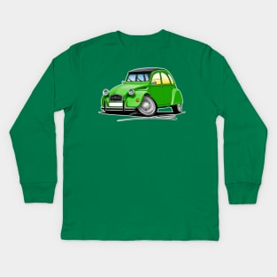 Citroen 2CV Green Classic Car Art Kids Long Sleeve T-Shirt